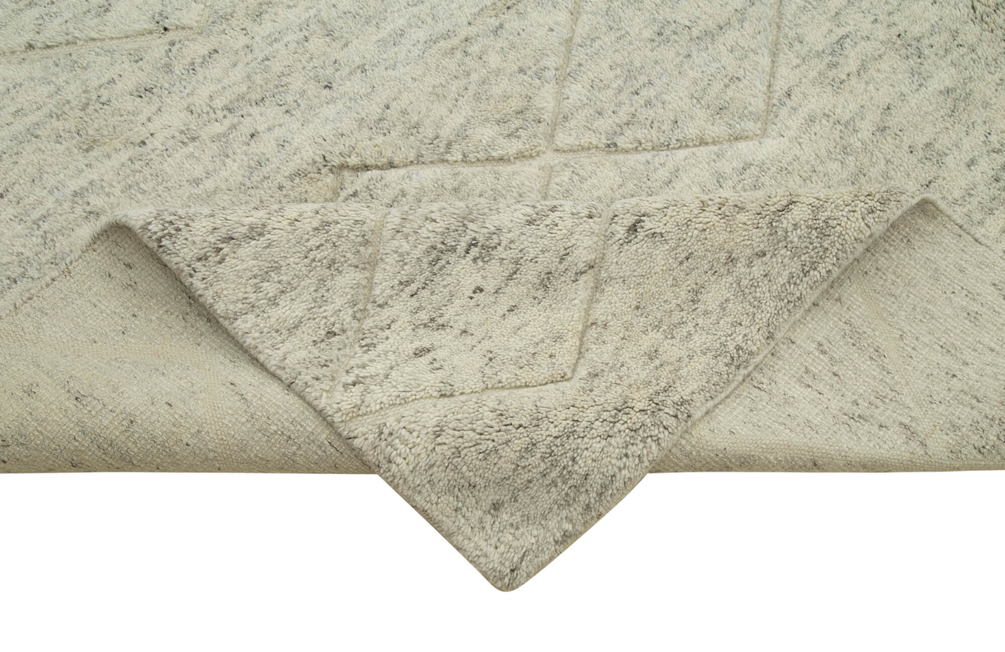 Handmade Wool Cotton Rug - Beige Geometric Soft Wool Area Carpet | Large Living Room Rug