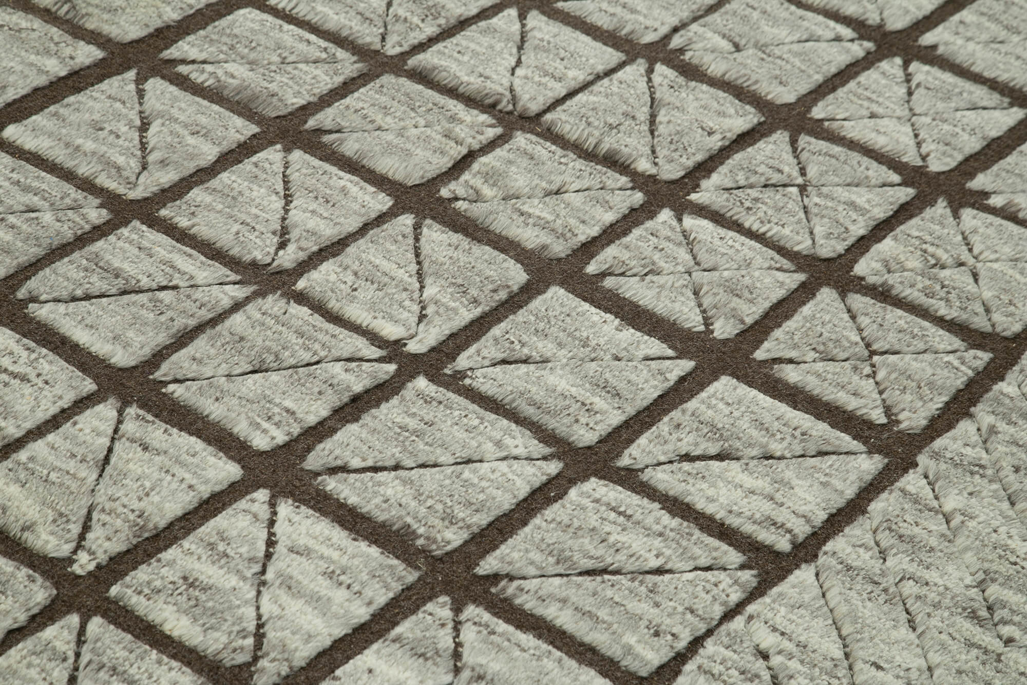 Handmade Wool Cotton Rug - Brown Geometric Pattern Area Rug 9x12 by Agacan
