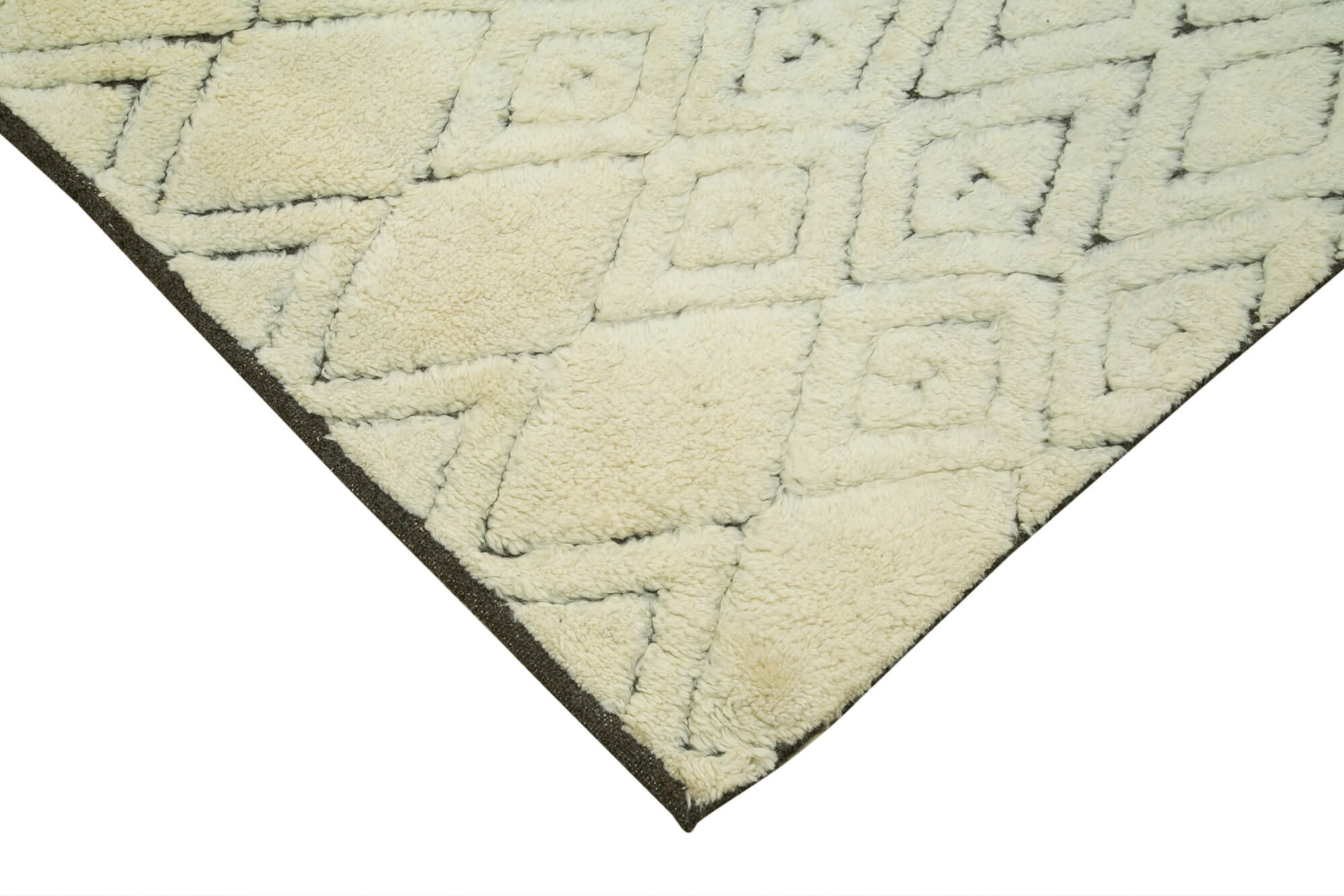 Handmade Wool Cotton Rug – Beige Geometric Area Rug | Durable Soft Wool Carpet