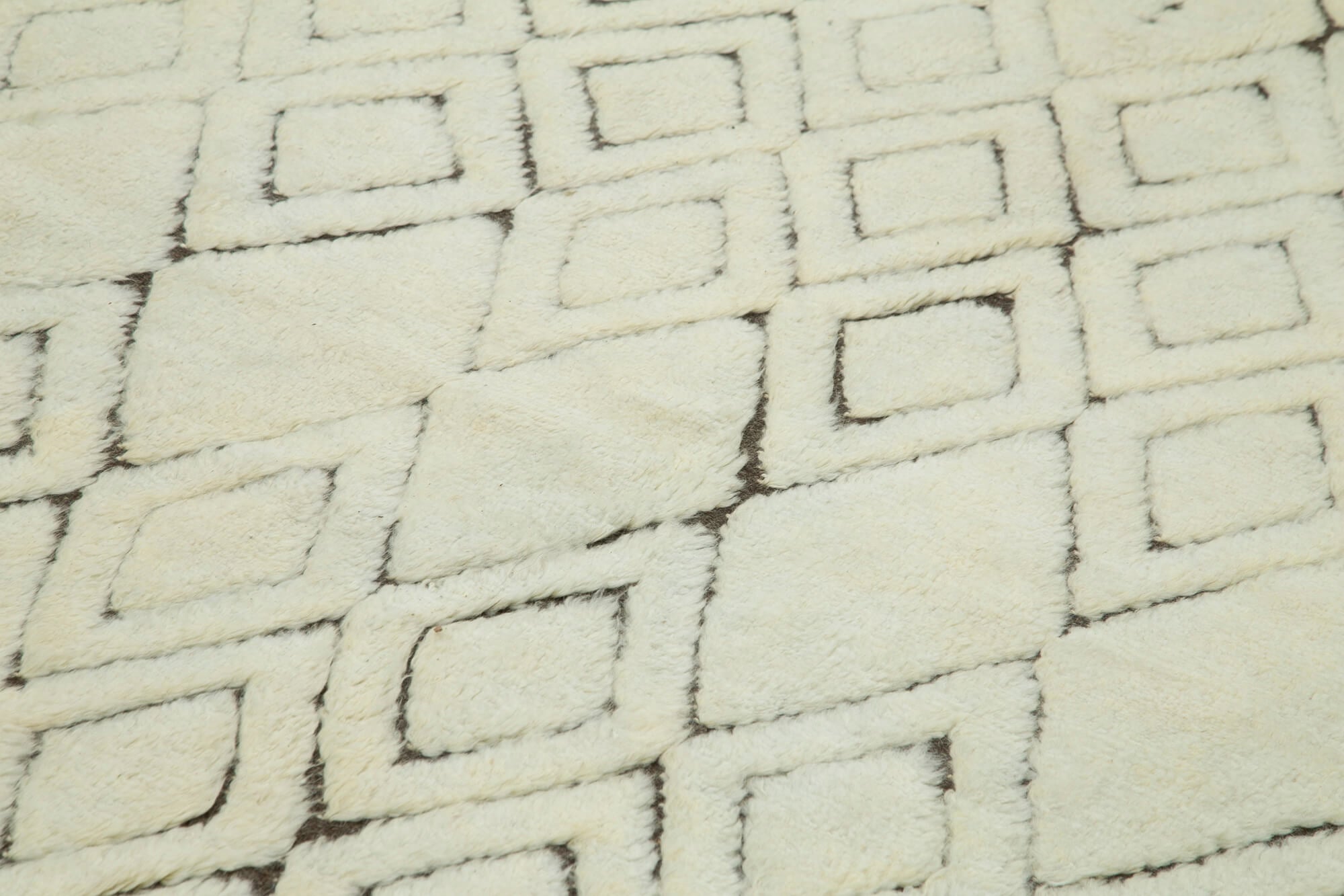 Handmade Wool Cotton Rug – Beige Geometric Area Rug | Durable Soft Wool Carpet