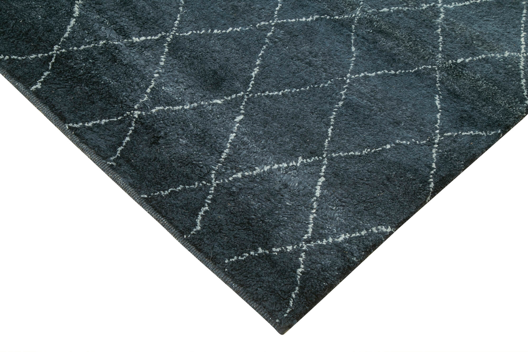Handmade Wool Cotton Rug – Black Geometric Vintage Area Carpet 9'1''x12'0''