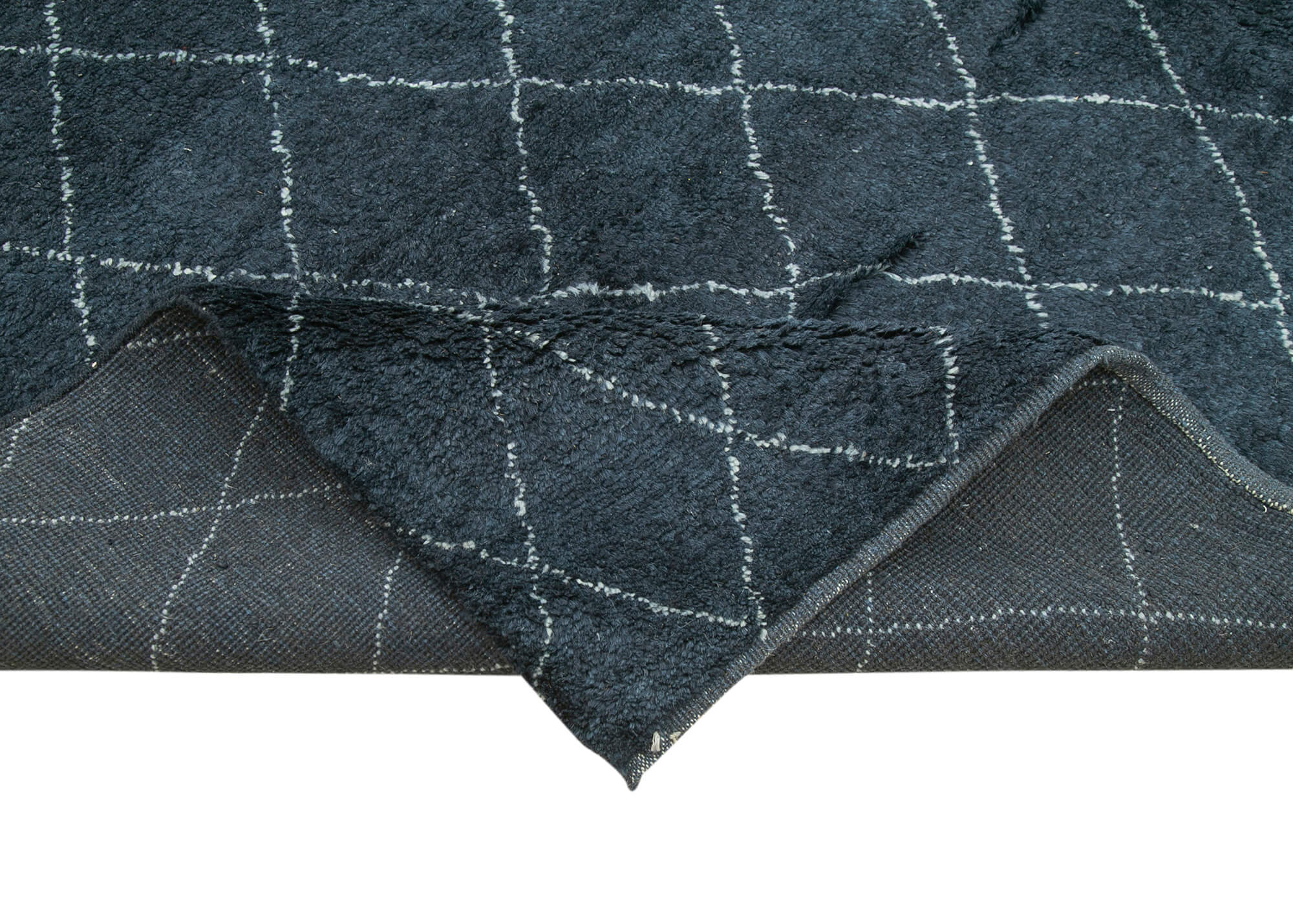 Handmade Wool Cotton Rug – Black Geometric Vintage Area Carpet 9'1''x12'0''