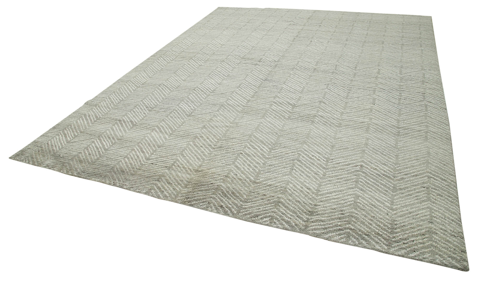 Handmade Wool Cotton Rug – Artisan Crafted Vintage Hand Woven Rug | Large Grey Geometric Design