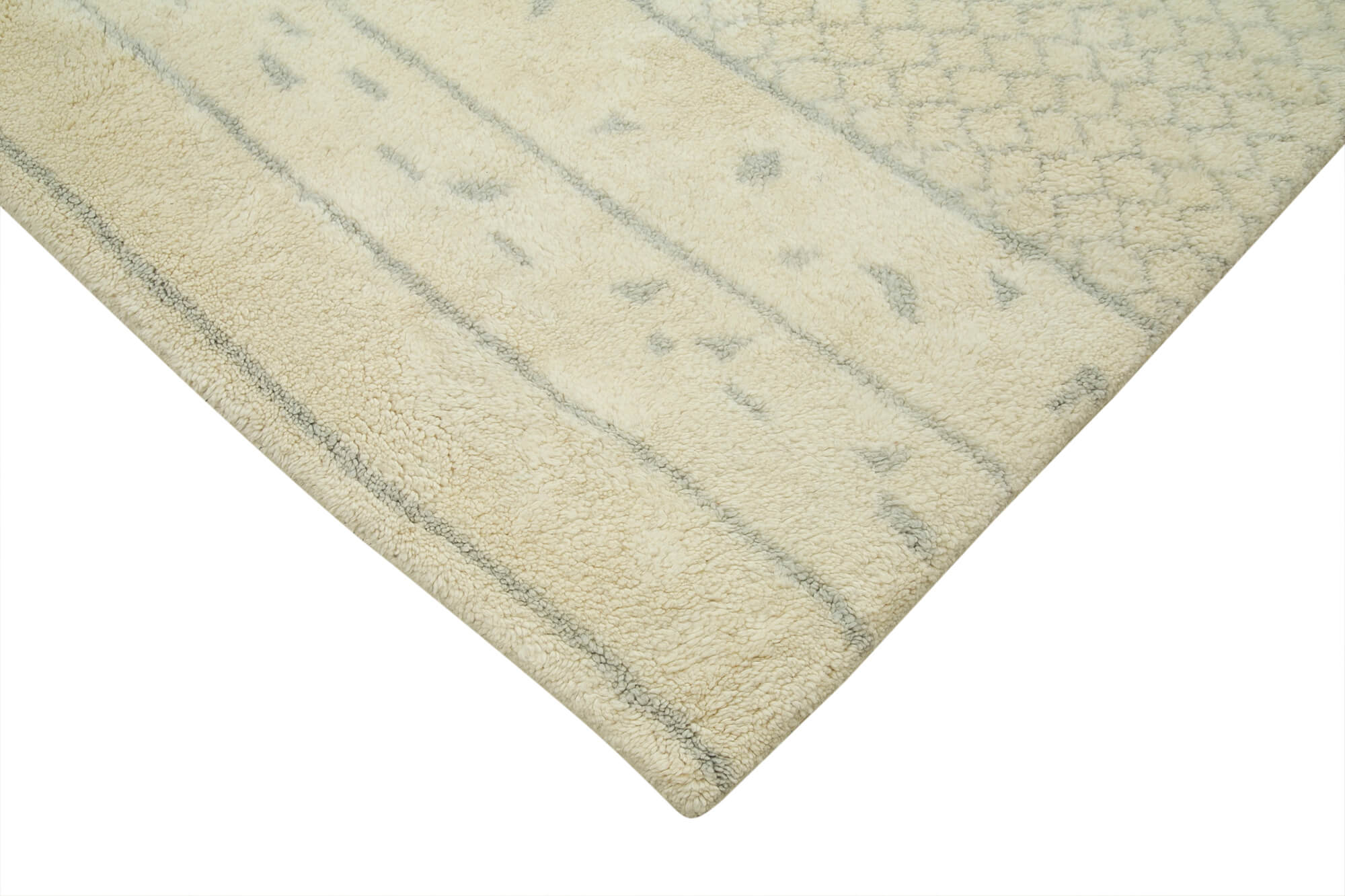 Handmade Wool Cotton Rug – Beige Geometric Pattern | Agacan Area Rug 9'x12'