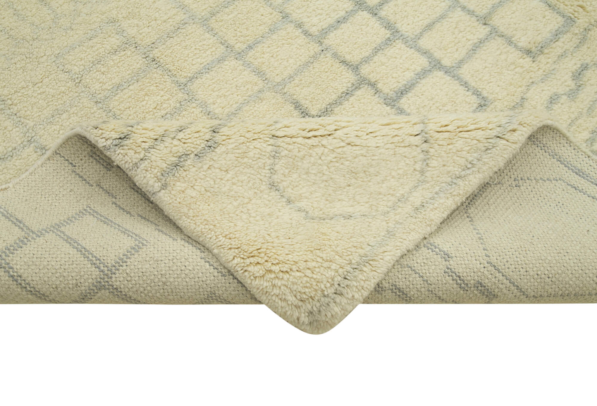Handmade Wool Cotton Rug – Beige Geometric Pattern | Agacan Area Rug 9'x12'