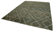 Handmade Wool Cotton Rug – Green Geometric Vintage Turkish Carpet 9'5''x12'4''