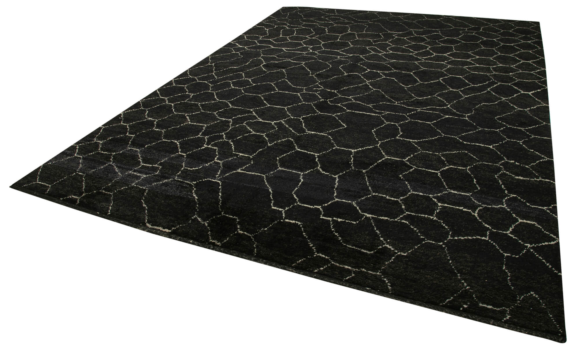 Handmade Wool Cotton Rug - Brown Geometric Pattern Carpet 9'0'' x 12'3'' by Agacan