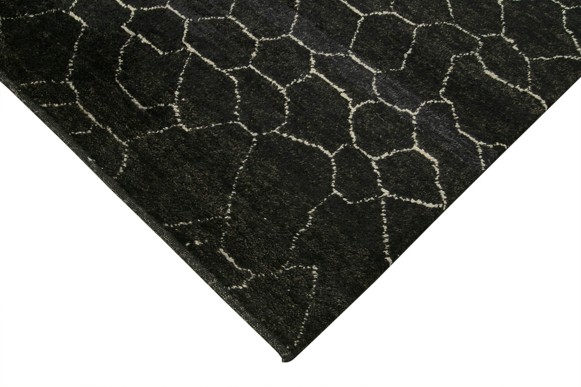 Handmade Wool Cotton Rug - Brown Geometric Pattern Carpet 9'0'' x 12'3'' by Agacan