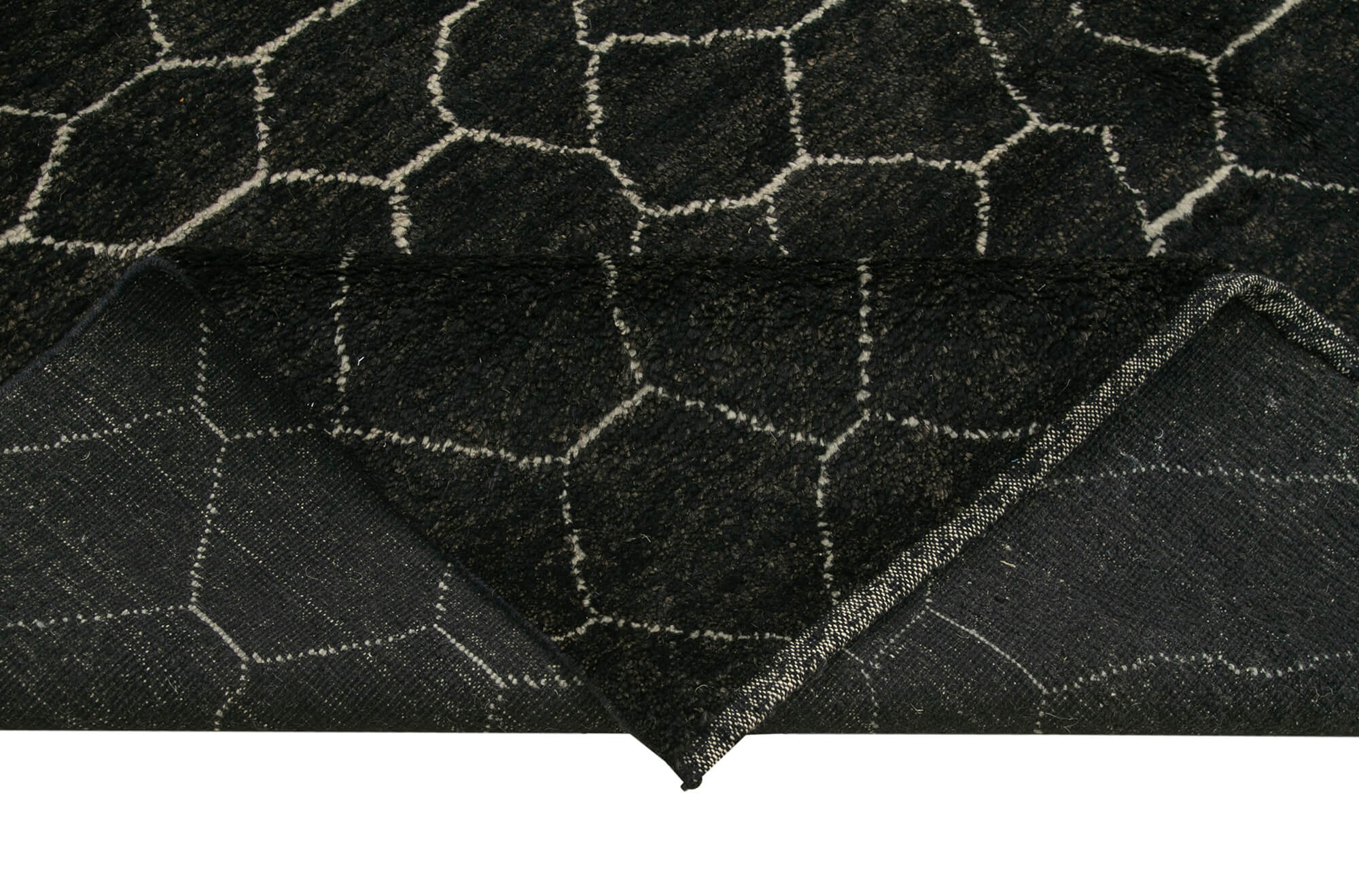 Handmade Wool Cotton Rug - Brown Geometric Pattern Carpet 9'0'' x 12'3'' by Agacan