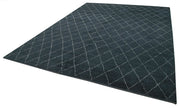 Handmade Wool Cotton Rug - Blue Geometric Pattern Carpet 9x12 Area Rug