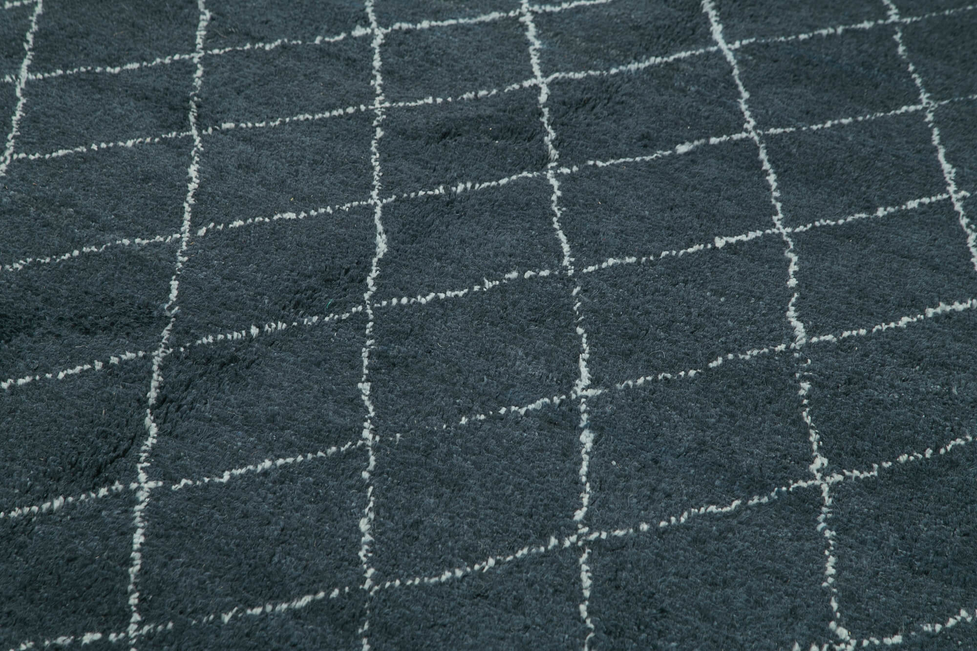 Handmade Wool Cotton Rug - Blue Geometric Pattern Carpet 9x12 Area Rug
