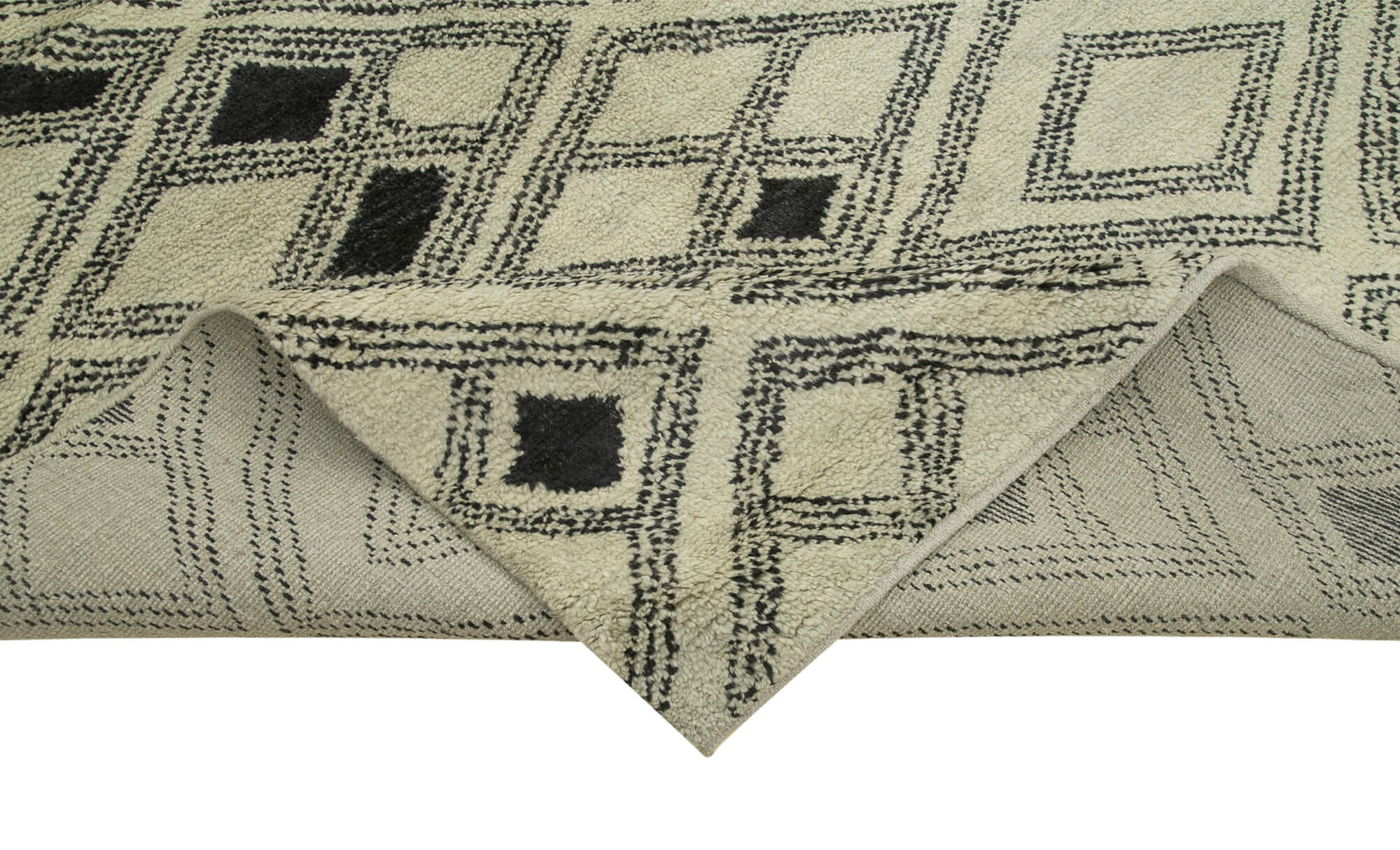 Handmade Wool Cotton Rug – Beige Geometric Vintage Turkish Area Rug 10'1''x13'8''