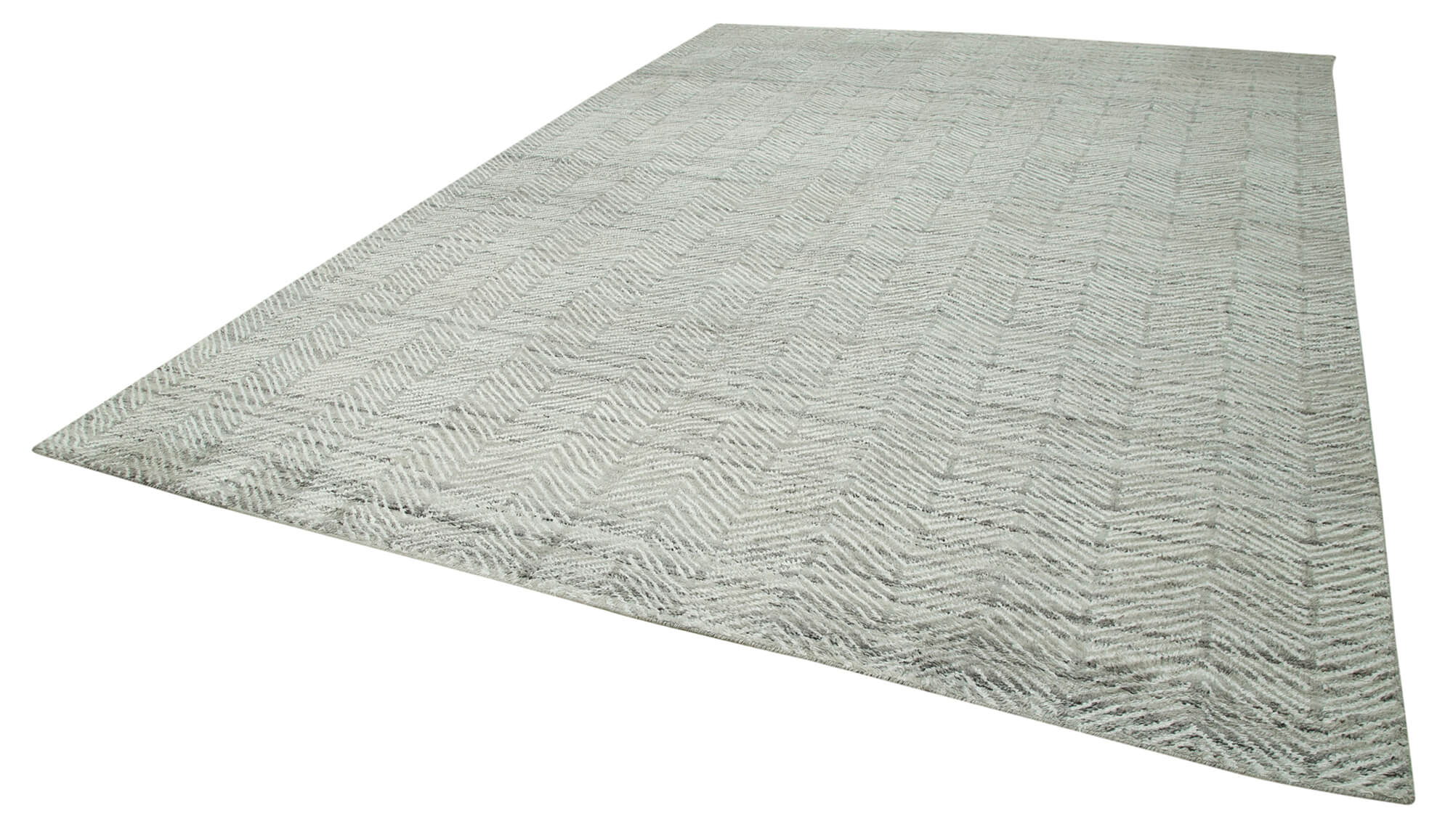 Handmade Wool Cotton Rug - Grey Geometric Area Rug | Large Living Room Carpet