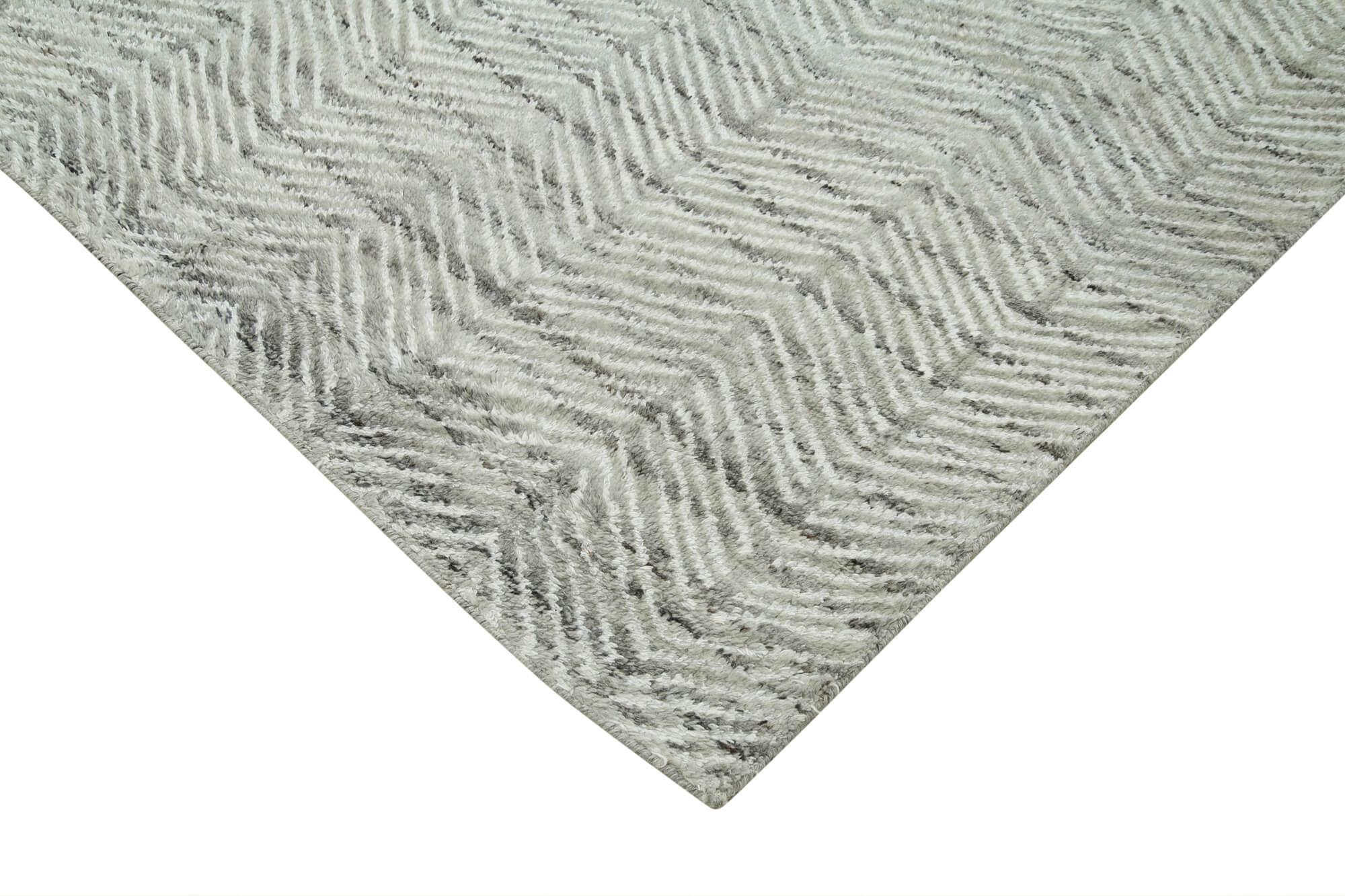 Handmade Wool Cotton Rug - Grey Geometric Area Rug | Large Living Room Carpet