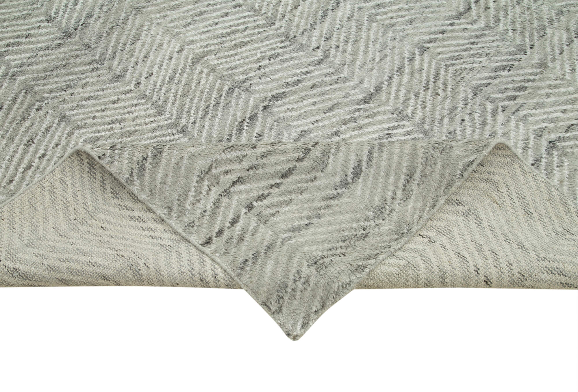 Handmade Wool Cotton Rug - Grey Geometric Area Rug | Large Living Room Carpet