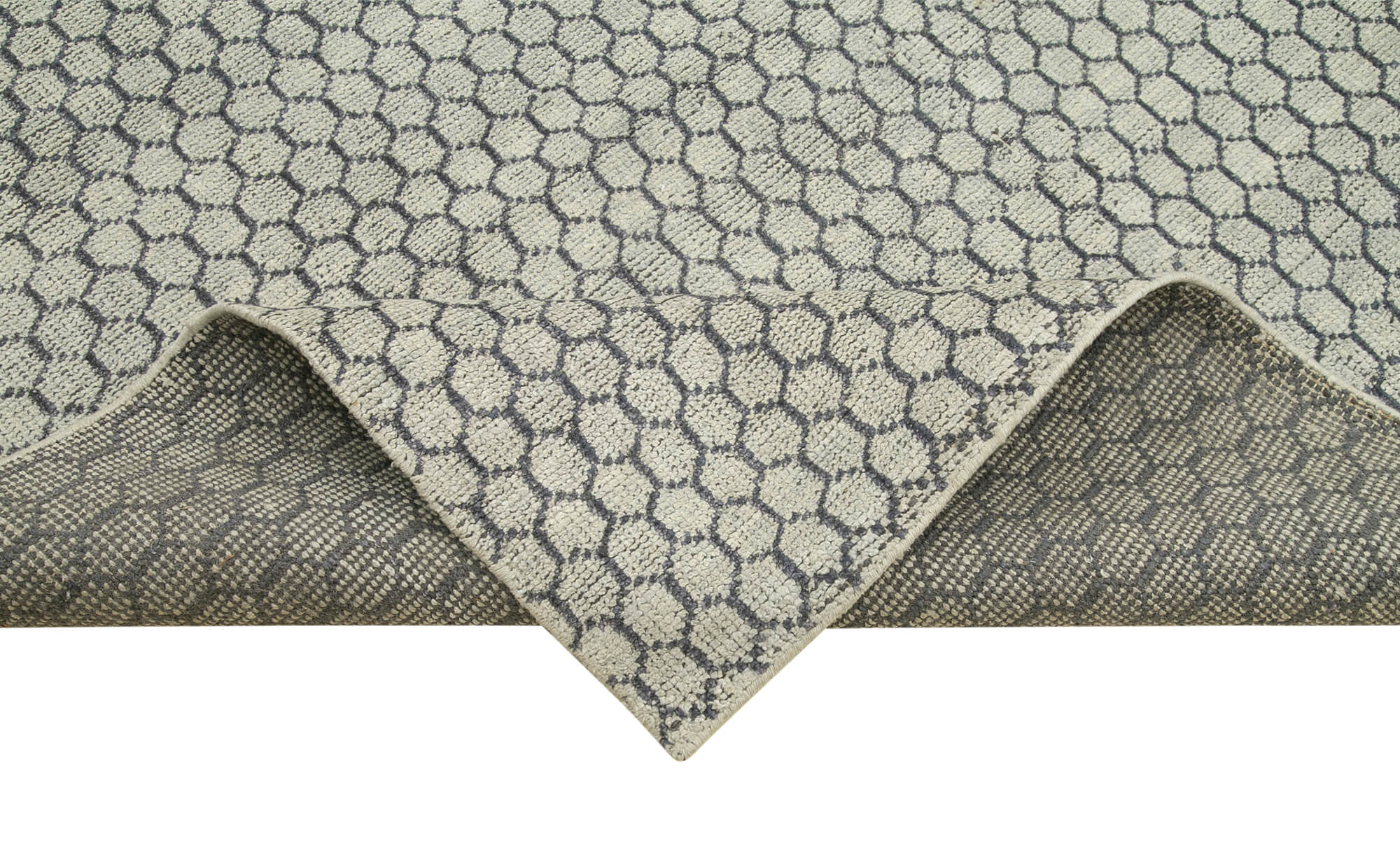 Handmade Wool Cotton Rug - Durable Geometric Beige Vintage Turkish Carpet 10'1''x14'