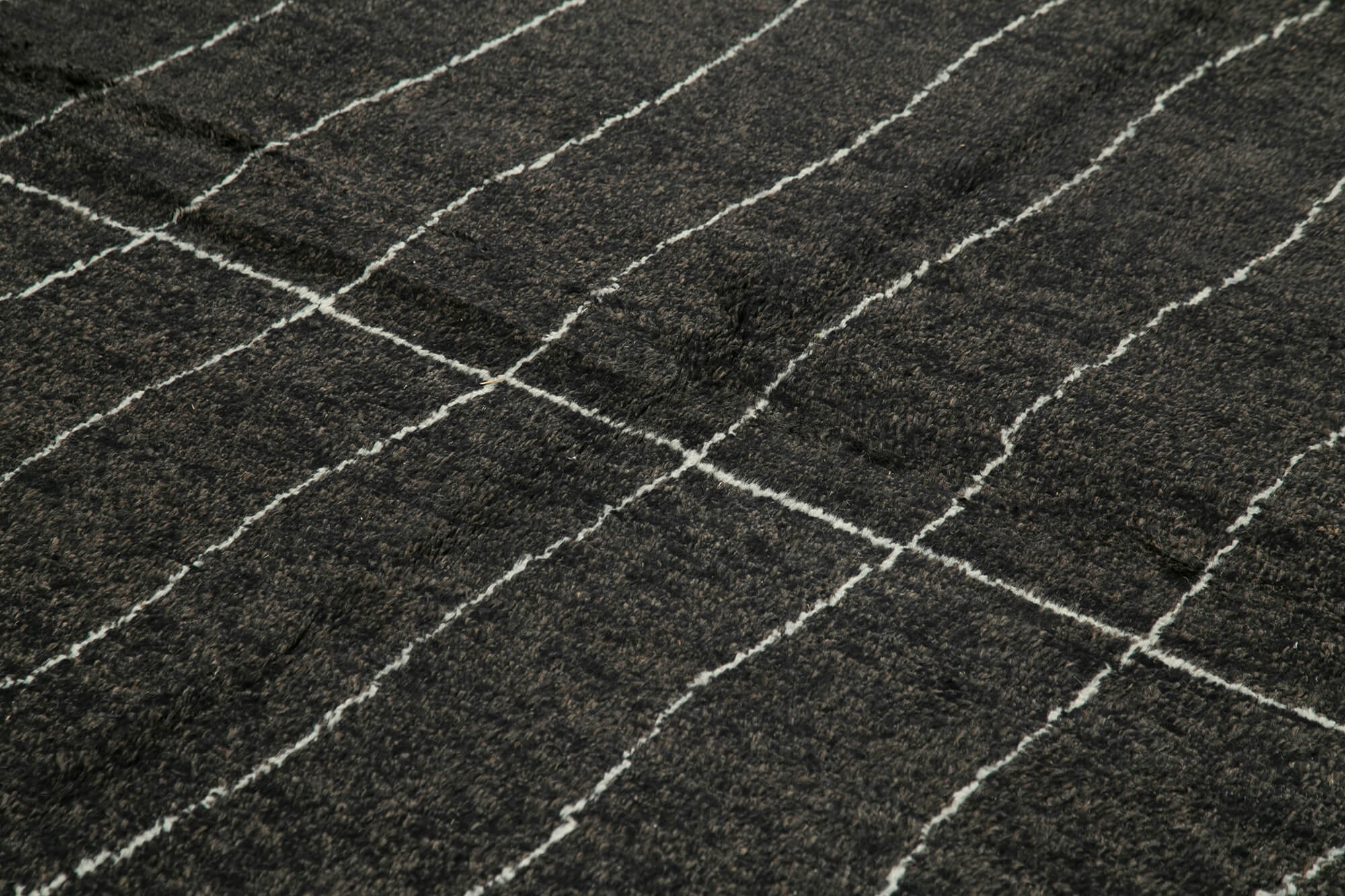 Handmade Wool Cotton Rug - Black Geometric Patterned Vintage Area Rug 10'x14'