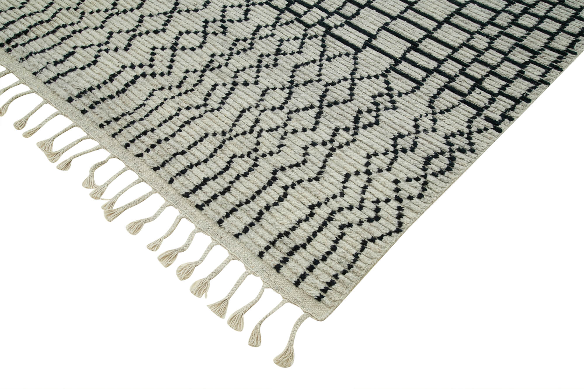 Handmade Wool Cotton Rug - Beige Geometric Pattern Rug 9'x12' by Agacan