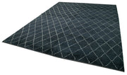 Handmade Wool Cotton Rug - Blue Geometric Area Rug | Durable Soft Wool Carpet 9'x12'