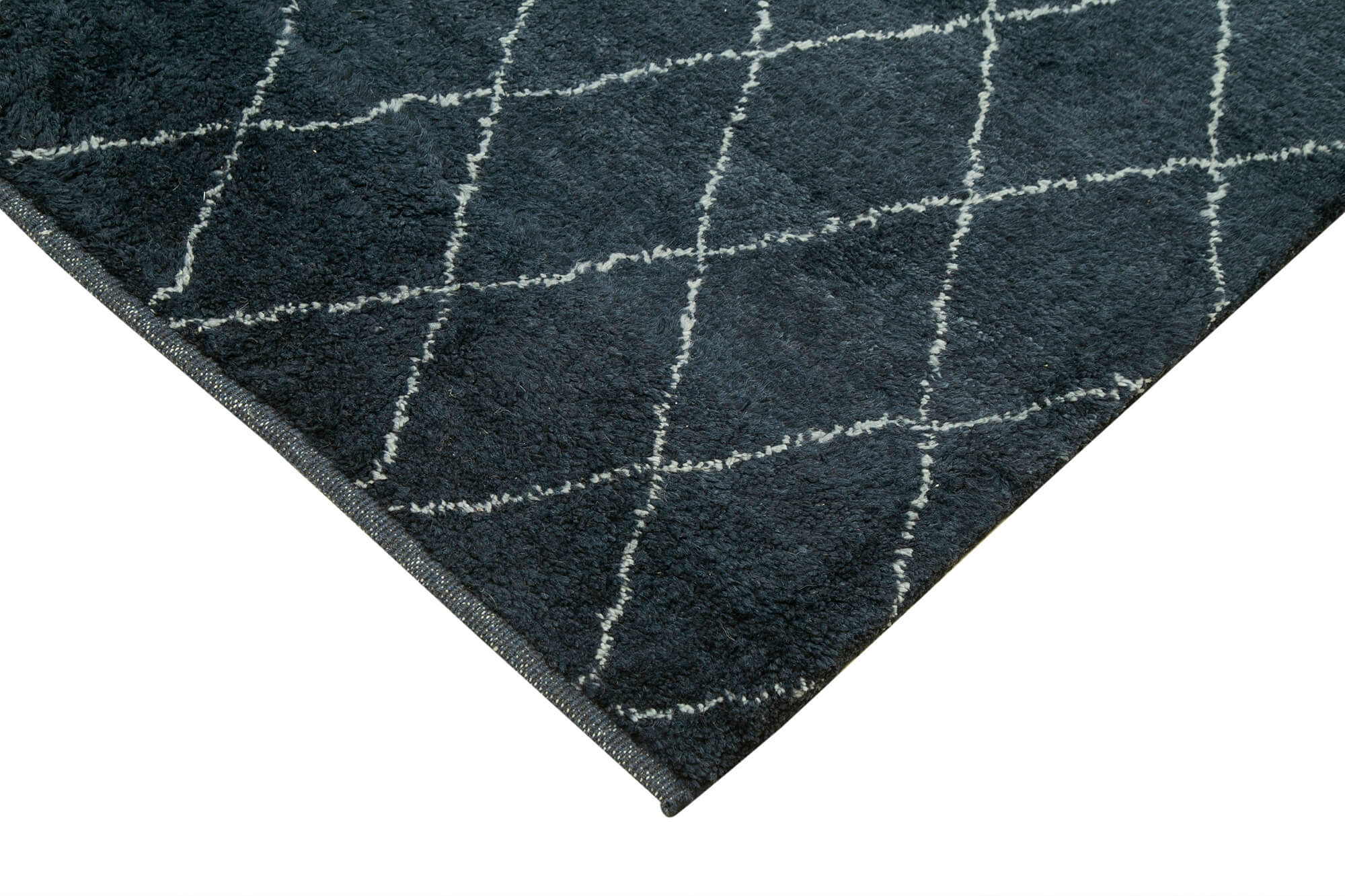 Handmade Wool Cotton Rug - Blue Geometric Area Rug | Durable Soft Wool Carpet 9'x12'