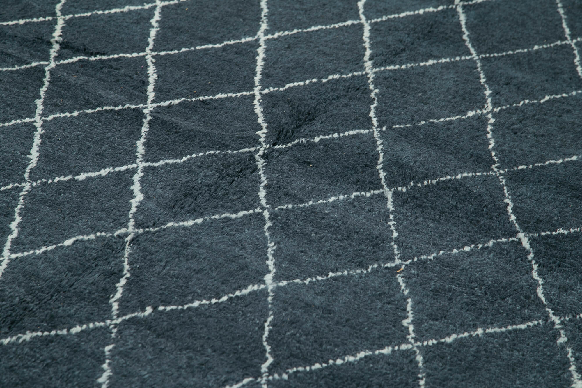 Handmade Wool Cotton Rug - Blue Geometric Area Rug | Durable Soft Wool Carpet 9'x12'