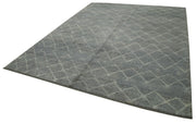 Handmade Wool Cotton Rug – Grey Geometric Area Rug 8x10 Feet Durable Vintage Wool