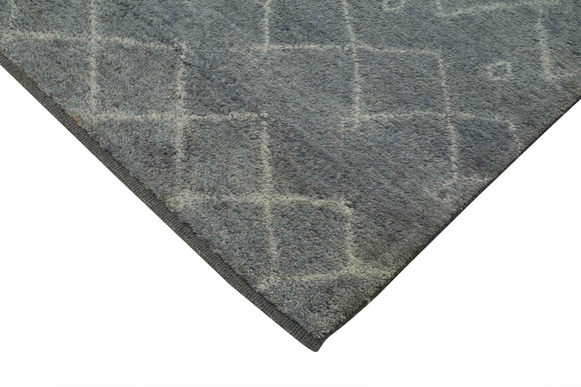 Handmade Wool Cotton Rug – Grey Geometric Area Rug 8x10 Feet Durable Vintage Wool