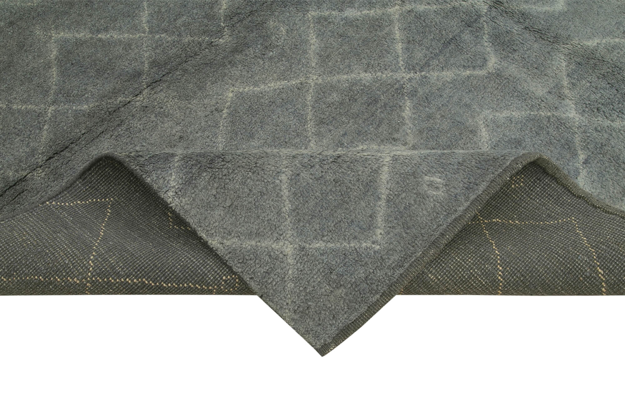 Handmade Wool Cotton Rug – Grey Geometric Area Rug 8x10 Feet Durable Vintage Wool