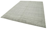 Handmade Wool Cotton Rug - Grey Geometric Wool Area Rug | Vintage Turkish Carpet 7'10" x 10'0"