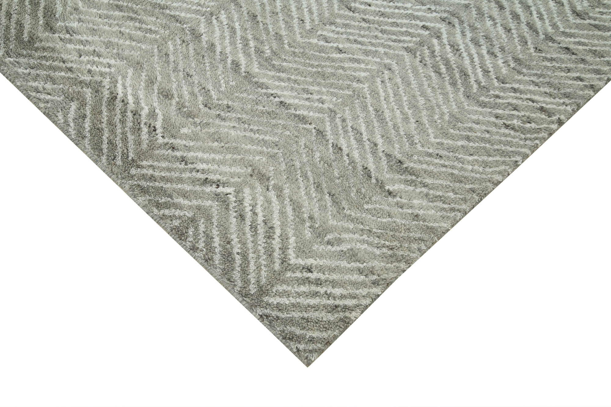 Handmade Wool Cotton Rug - Grey Geometric Wool Area Rug | Vintage Turkish Carpet 7'10" x 10'0"
