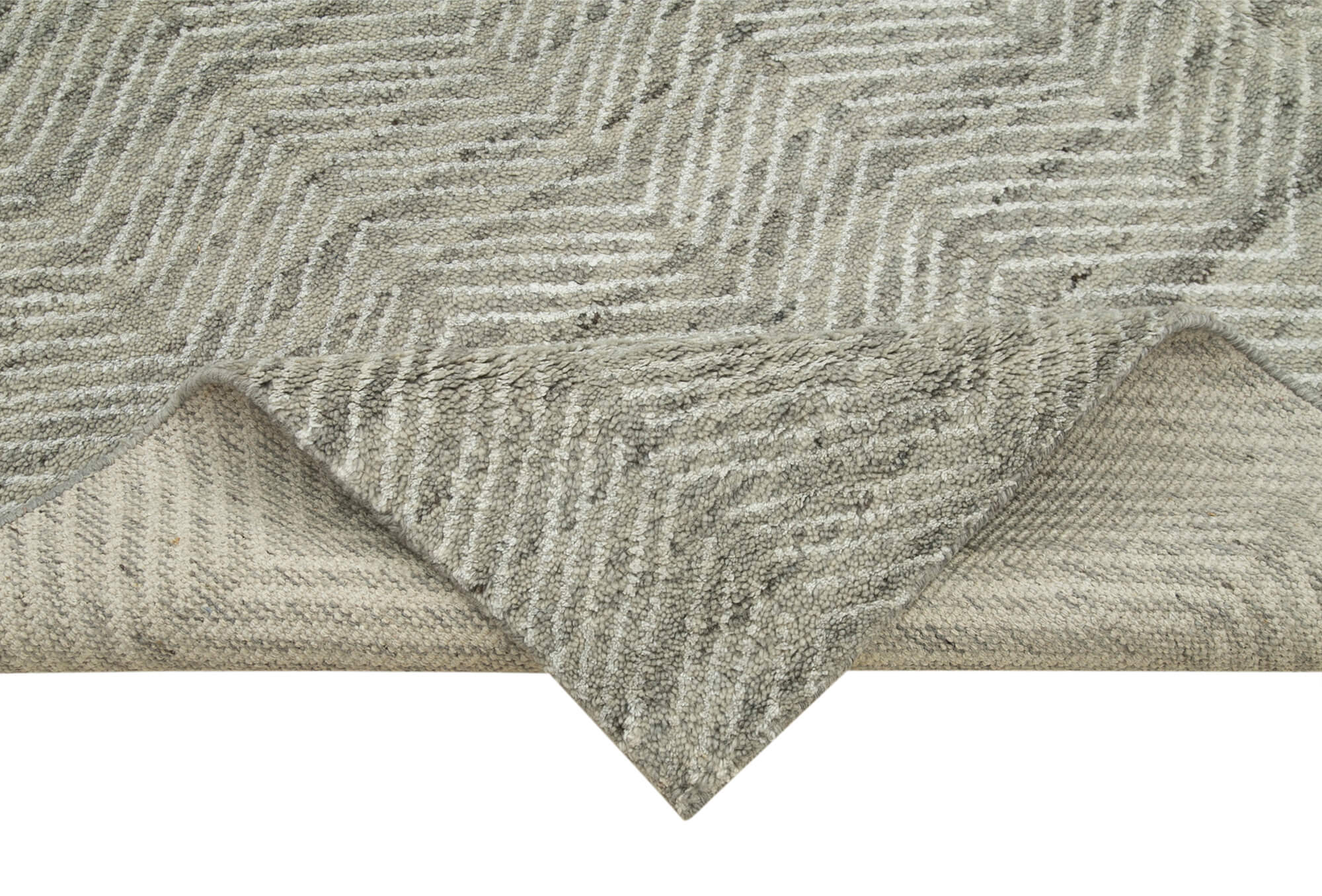 Handmade Wool Cotton Rug - Grey Geometric Wool Area Rug | Vintage Turkish Carpet 7'10" x 10'0"