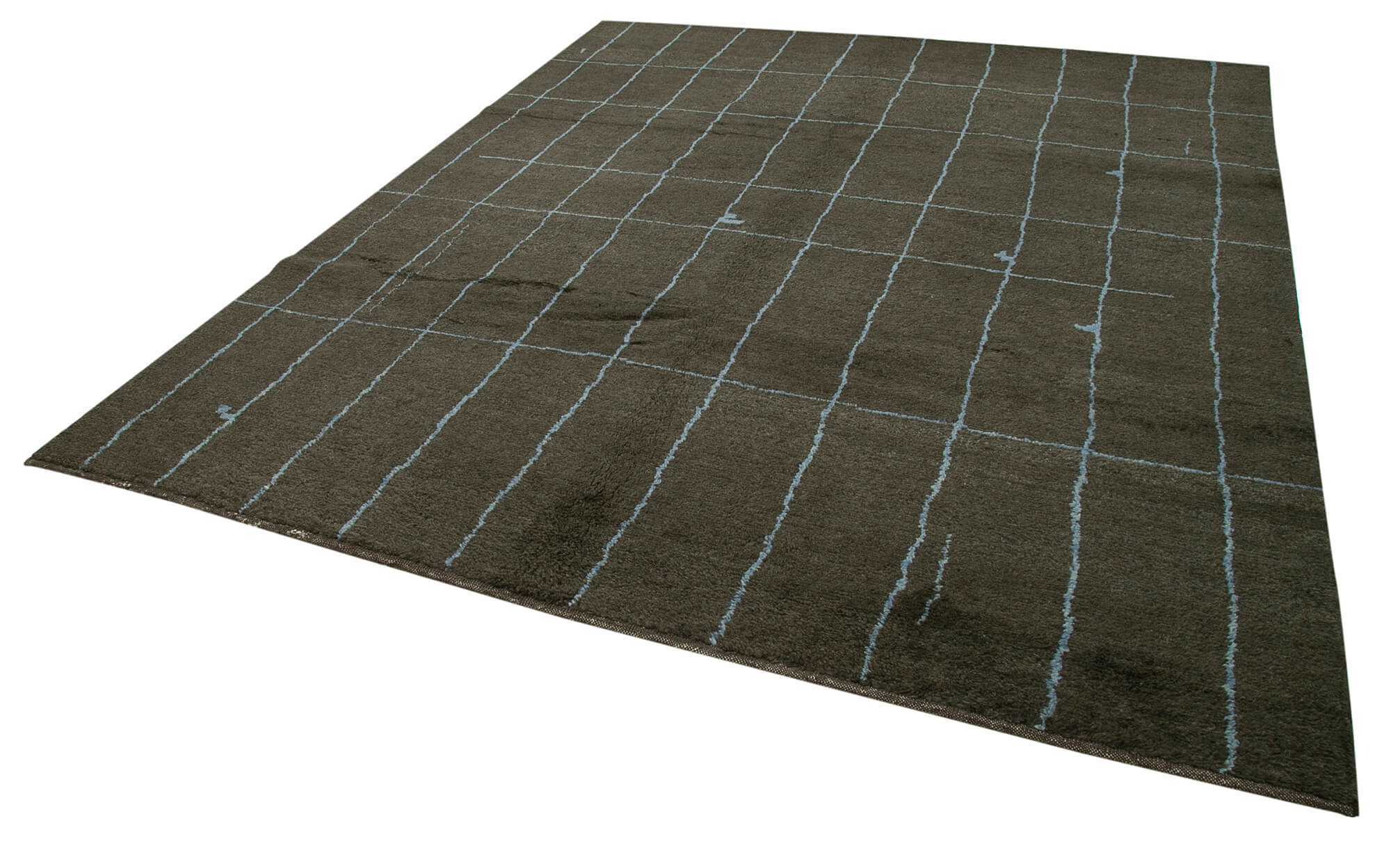 Handmade Wool Cotton Rug - Brown Cotton Rug 8x10 | Geometric Wool Carpet by Agacan
