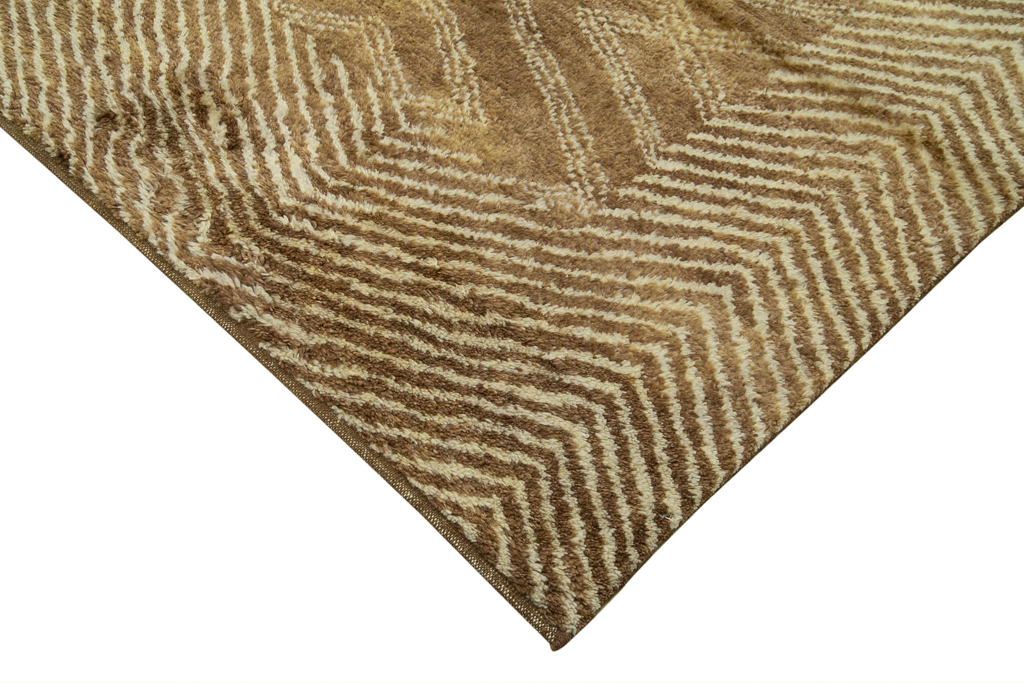Handmade Wool Cotton Rug - Brown Geometric Vintage Area Rug 8'3" x 10'0"