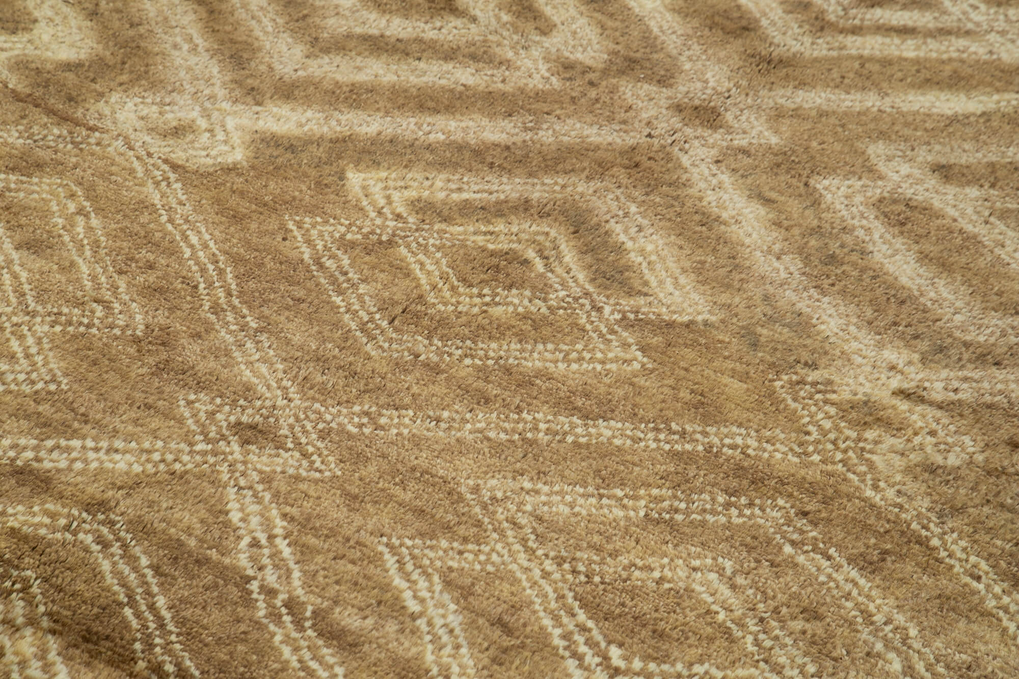 Handmade Wool Cotton Rug - Brown Geometric Vintage Area Rug 8'3" x 10'0"