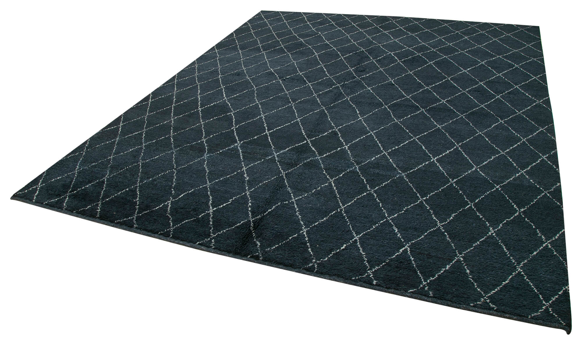 Handmade Wool Cotton Rug | Blue Geometric Area Rug 8x10 Feet by Agacan