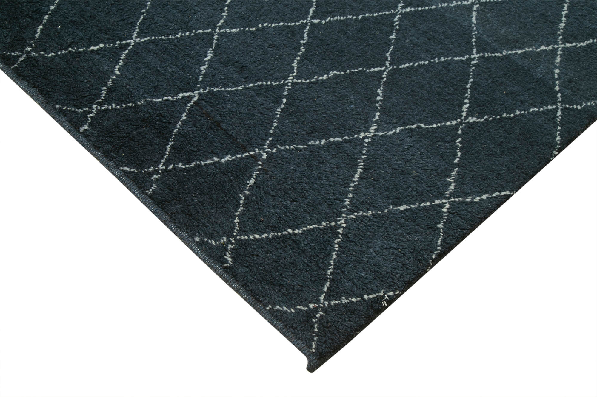 Handmade Wool Cotton Rug | Blue Geometric Area Rug 8x10 Feet by Agacan