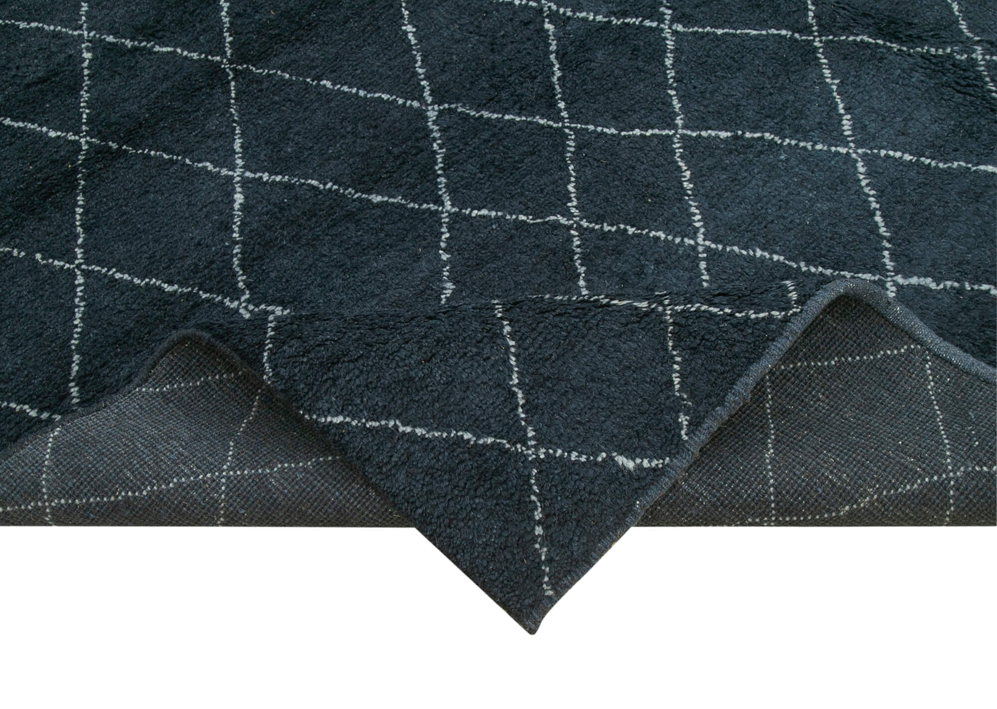Handmade Wool Cotton Rug | Blue Geometric Area Rug 8x10 Feet by Agacan