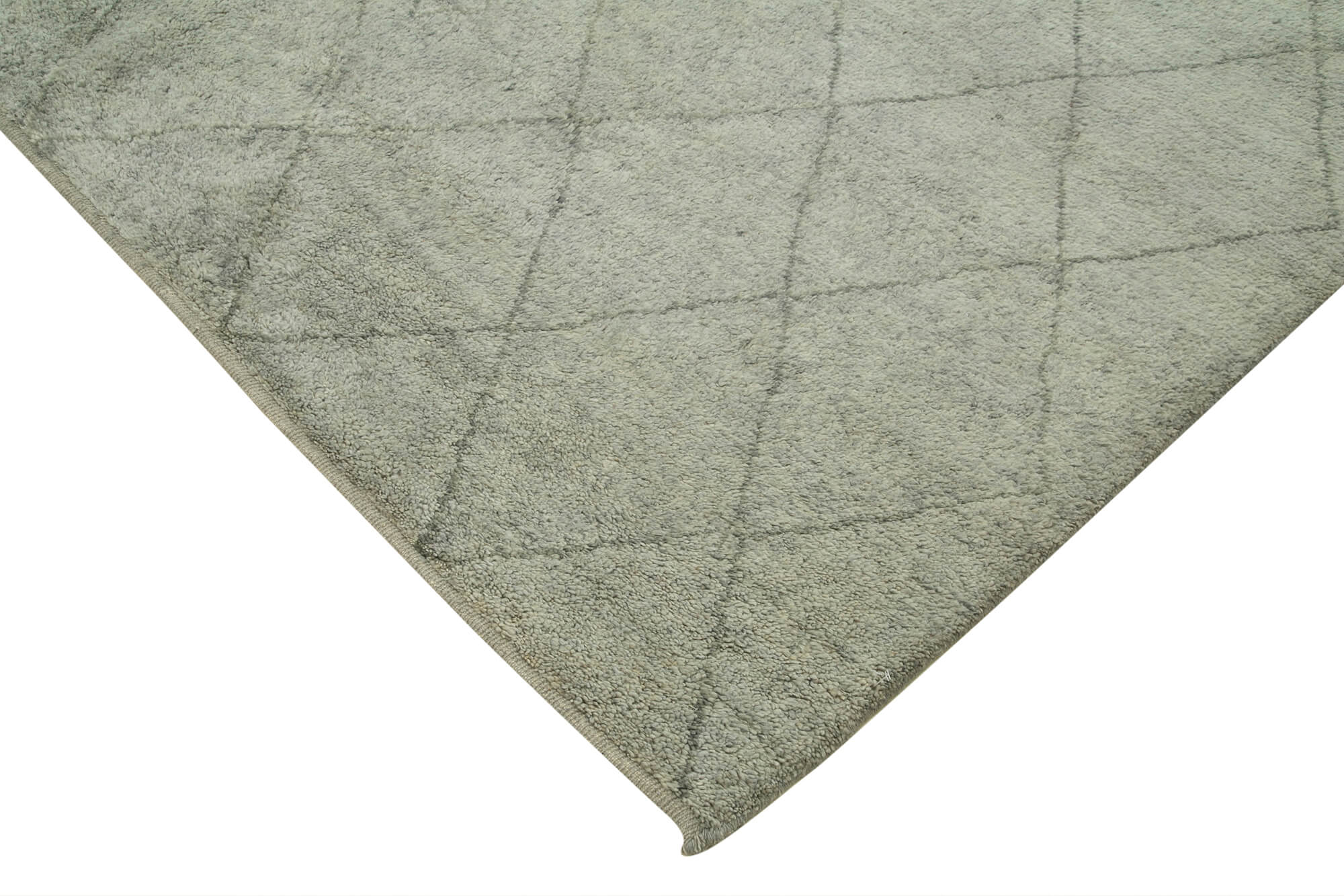 Handmade Wool Cotton Rug - Grey Geometric Pattern | Vintage Turkish Carpet 8'3''x9'10''