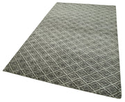 Handmade Wool Cotton Rug – Grey Geometric Area Rug | Durable Turkish Carpet 5'x8'