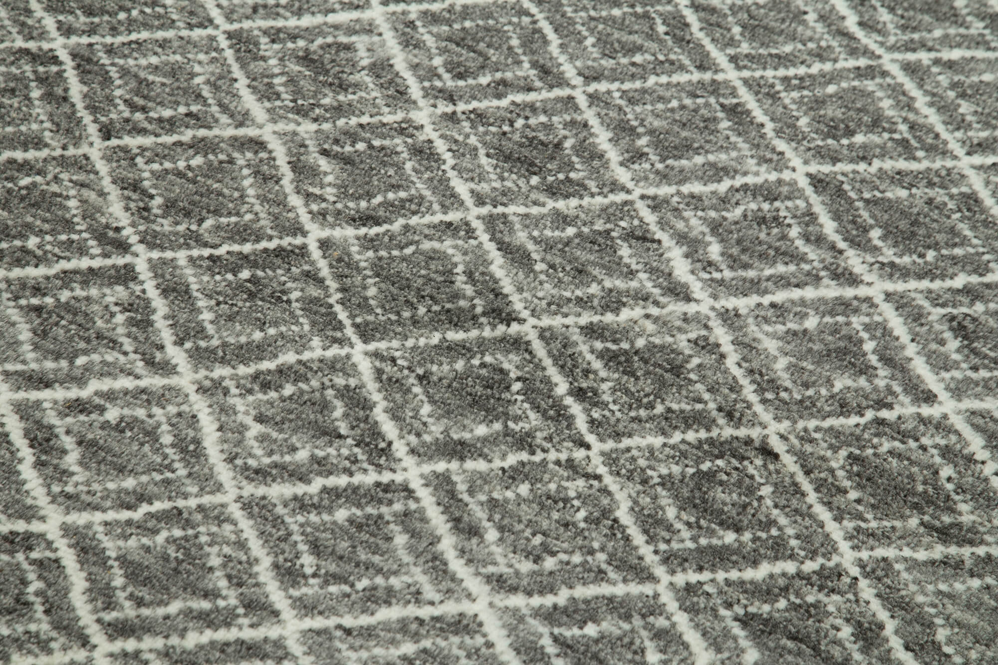 Handmade Wool Cotton Rug – Grey Geometric Area Rug | Durable Turkish Carpet 5'x8'