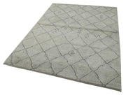 Handmade Wool Cotton Rug - Grey Geometric Area Rug | Turkish Hand Knotted Carpet