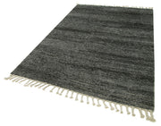 Handmade Wool Cotton Rug - Grey Geometric Area Rug 5'0" x 8'0" Durable Soft Wool Carpet