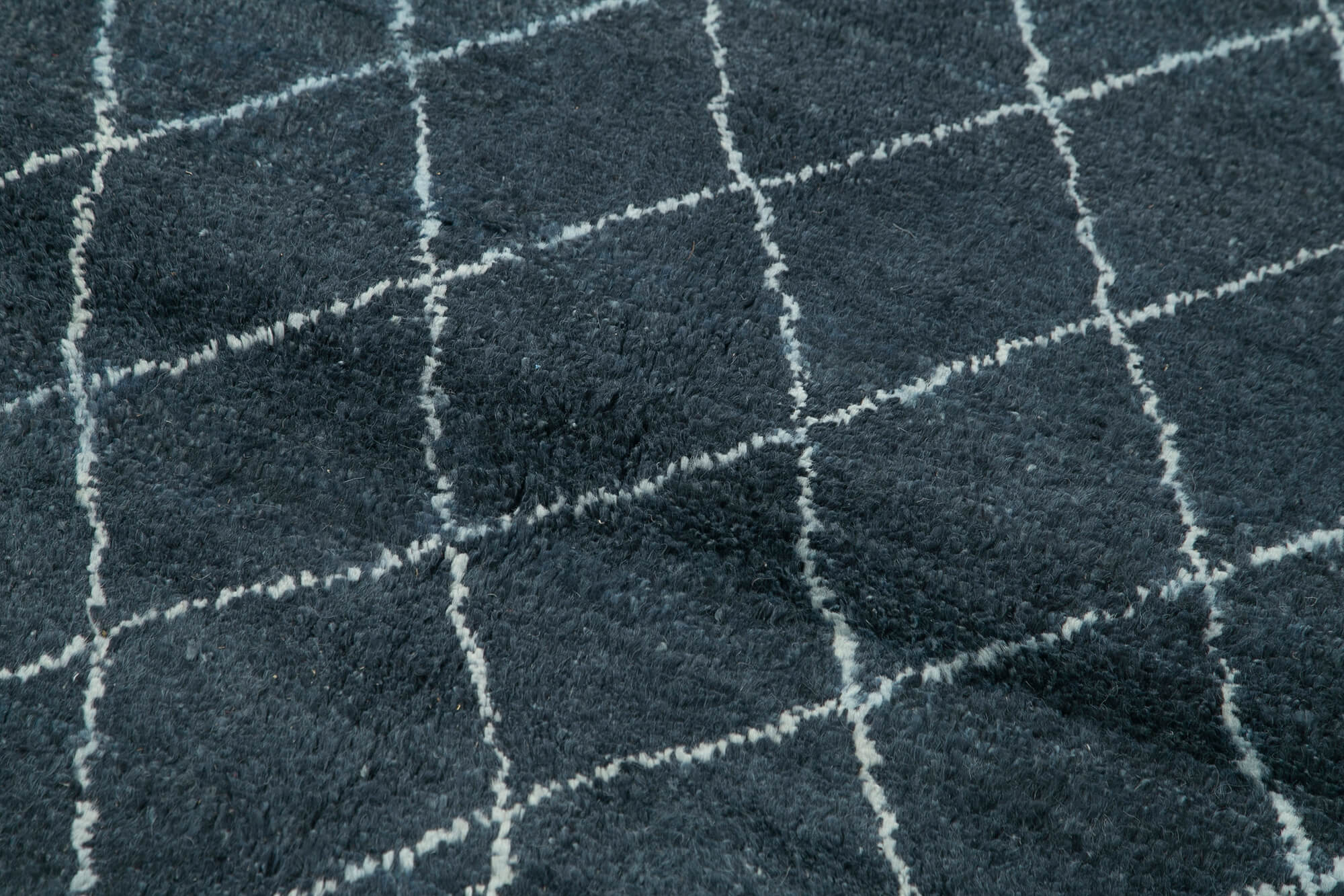 Handmade Wool Cotton Rug - Blue Geometric Pattern Carpet 5x7 Feet Area Rug