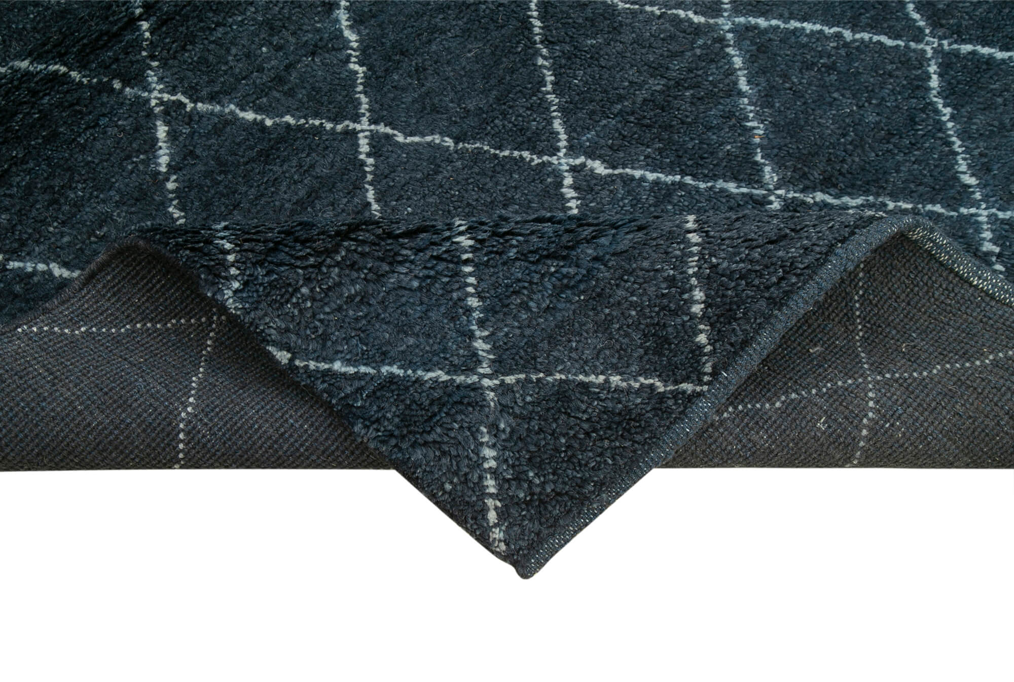 Handmade Wool Cotton Rug - Blue Geometric Pattern Carpet 5x7 Feet Area Rug