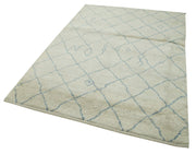 Handmade Wool Cotton Rug – Beige Geometric Pattern Carpet 5'0'' x 7'0'' Area Rug 5x7