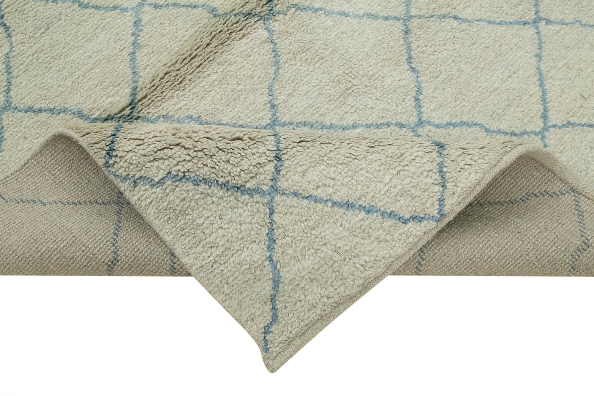 Handmade Wool Cotton Rug – Beige Geometric Pattern Carpet 5'0'' x 7'0'' Area Rug 5x7