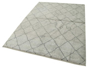 Handmade Wool Cotton Rug – Grey Geometric Area Rug | Vintage Turkish Carpet