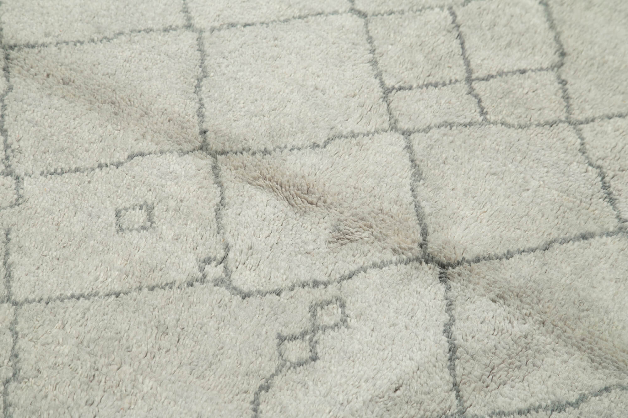 Handmade Wool Cotton Rug – Grey Geometric Area Rug | Vintage Turkish Carpet