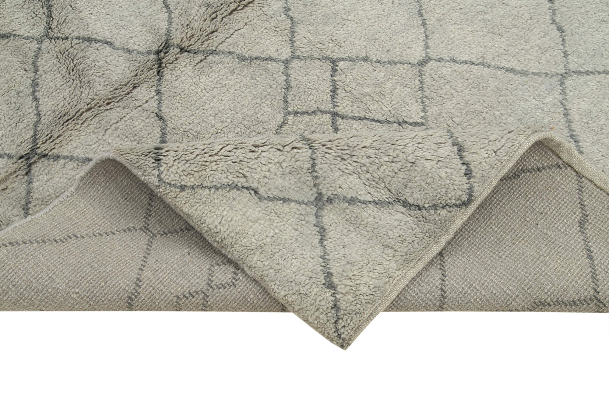 Handmade Wool Cotton Rug – Grey Geometric Area Rug | Vintage Turkish Carpet