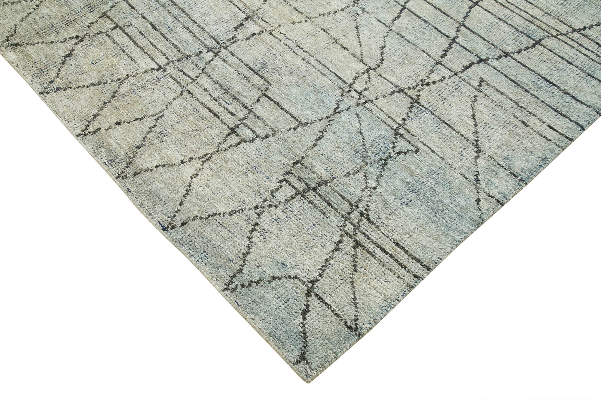 Handmade Wool Cotton Rug | Vintage Turkish Carpet – Beige Geometric Area Rug for Living Room